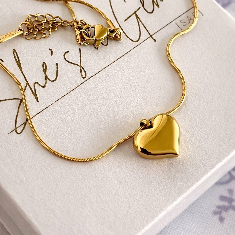 18K Gold Plated Stainless Steel Heart Pendant Necklace